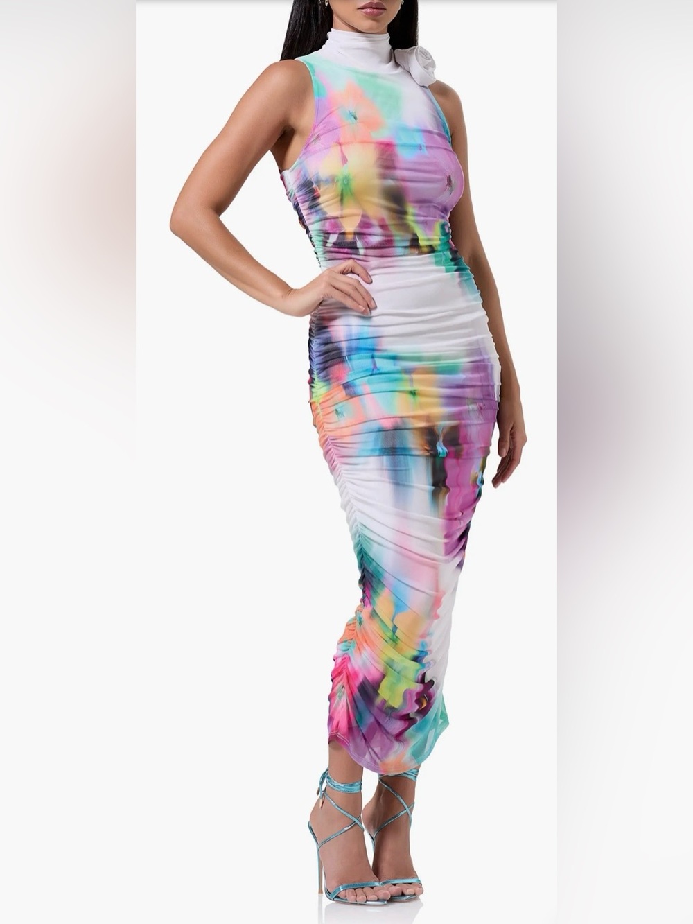 AFRM Multicolor Tie-Dye Maxi Skirt — Pink, Purple, Blue, Green, Yellow - Picture 3 of 9